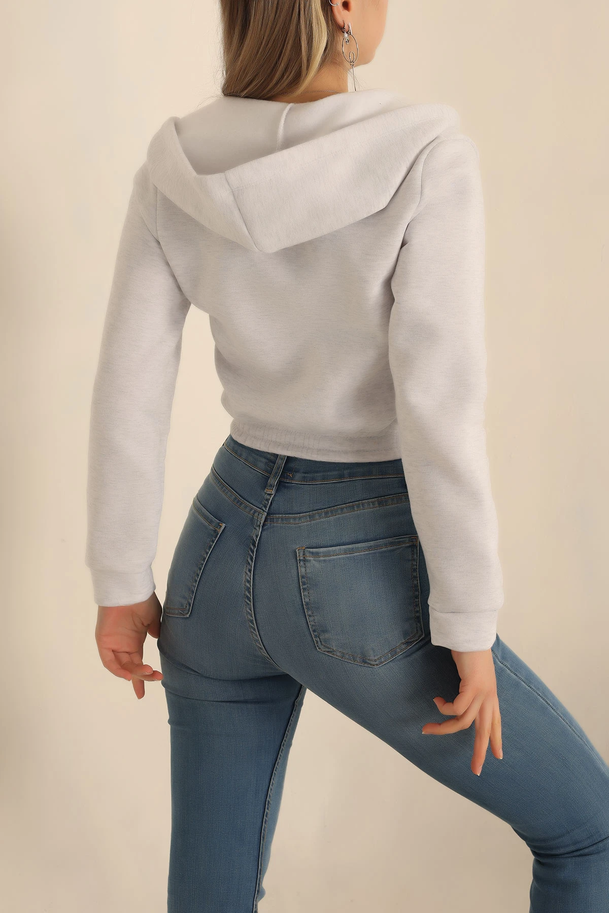Gri Fermuarlı İçi Şardonlu Bayan Sweat -T 238735
