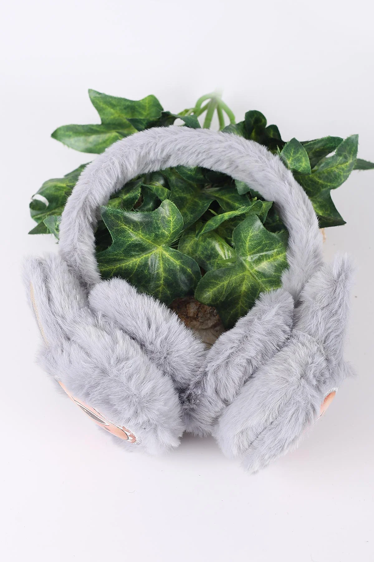 Gri Figürlü Peluş Çocuk Kulaklık 410838
