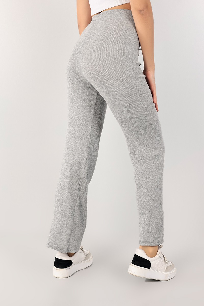 Gri Fitilli Bol Paça Bayan Pantolon 100989