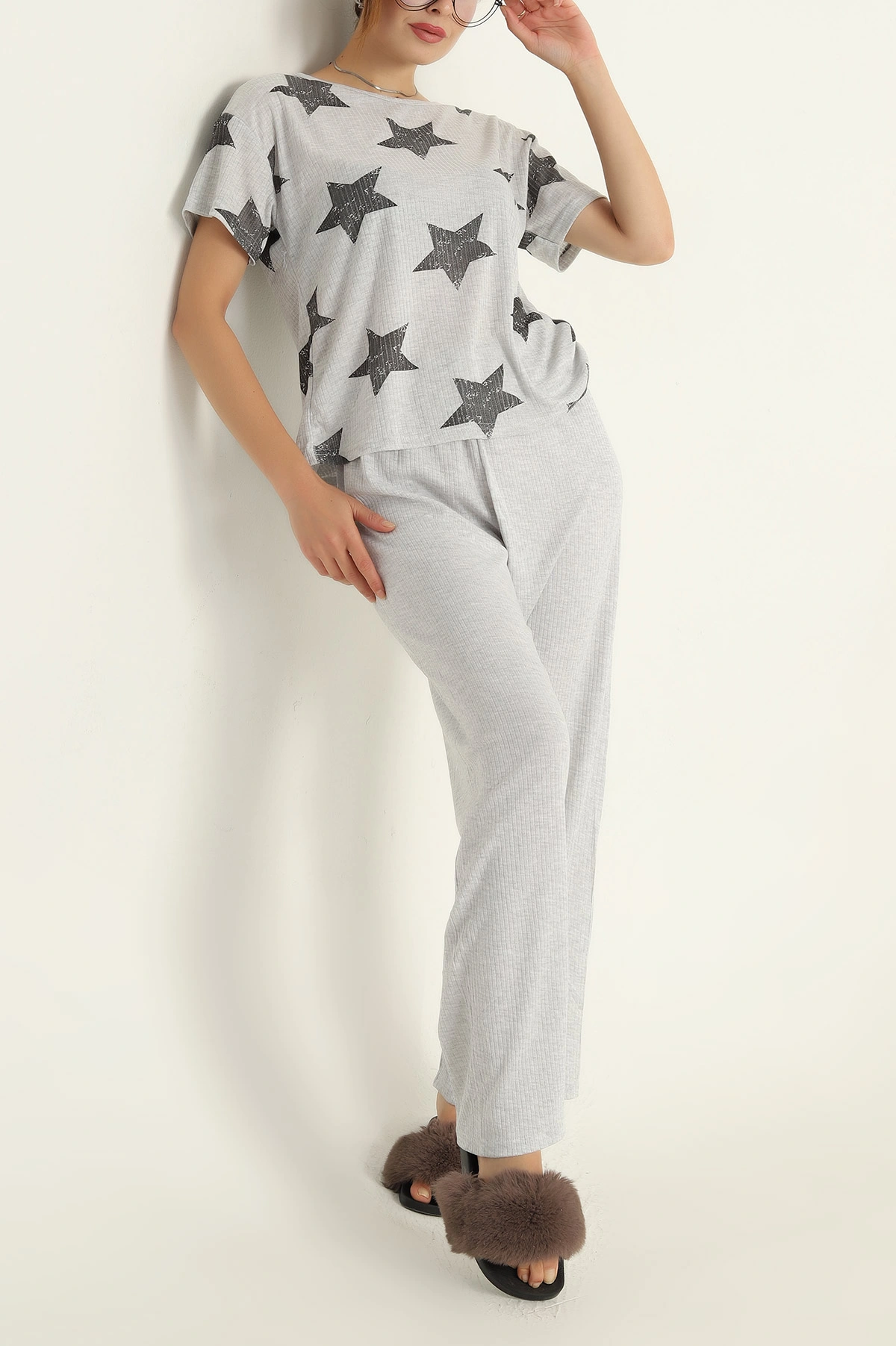 Gri Fitilli Viskon Bayan Pijama Takımı 288971