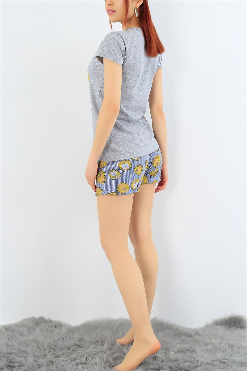 Gri Garfield Baskılı Bayan Pijama Takımı 31308