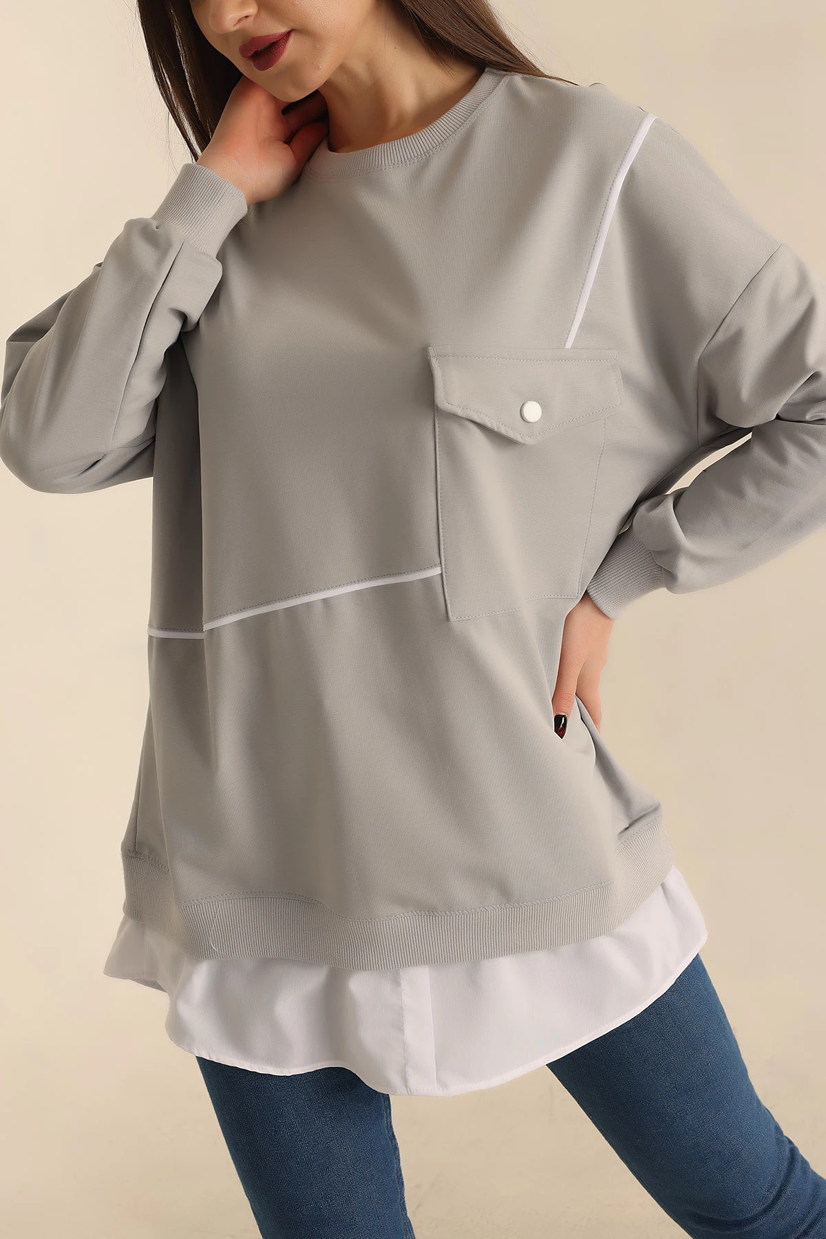 Gri Garnili Yeni Sezon İki İp Tunik 245359