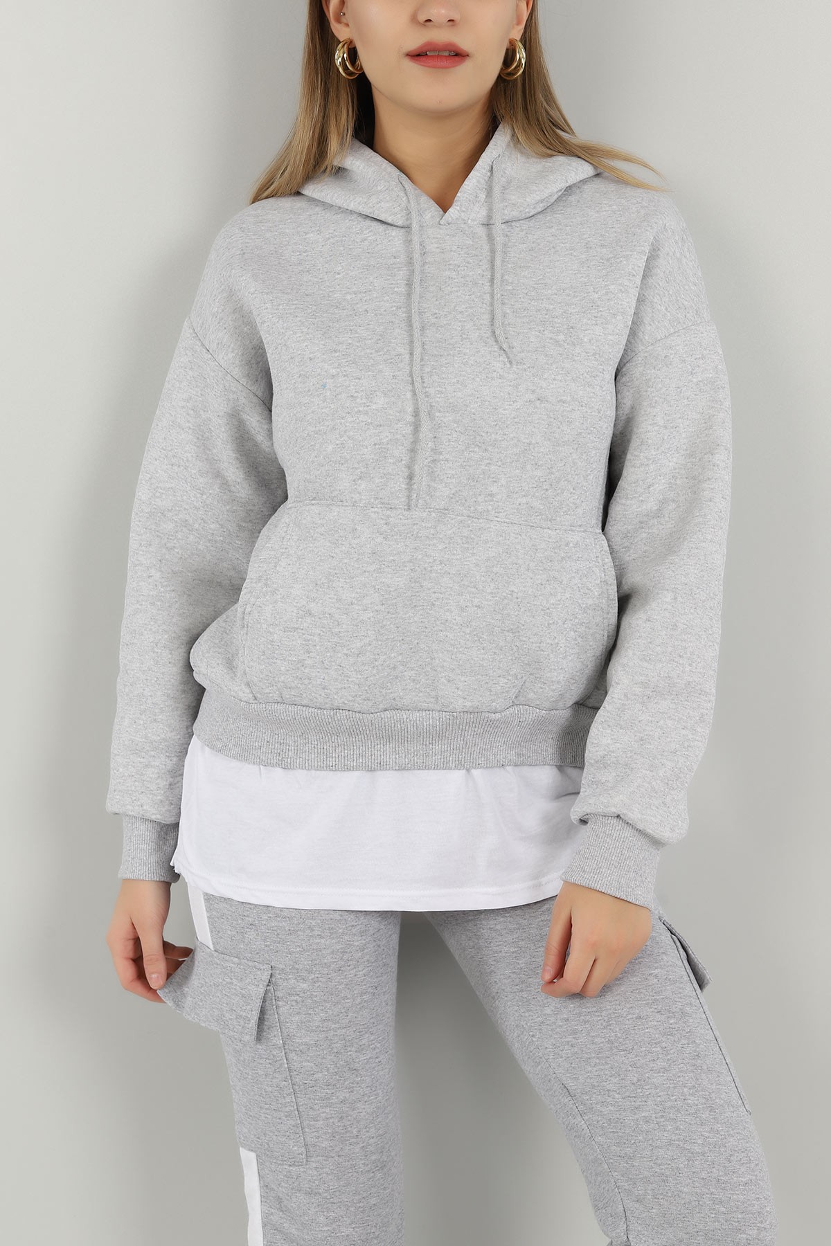 Gri Garnilli İçi Şardonlu Bayan Sweat 146352