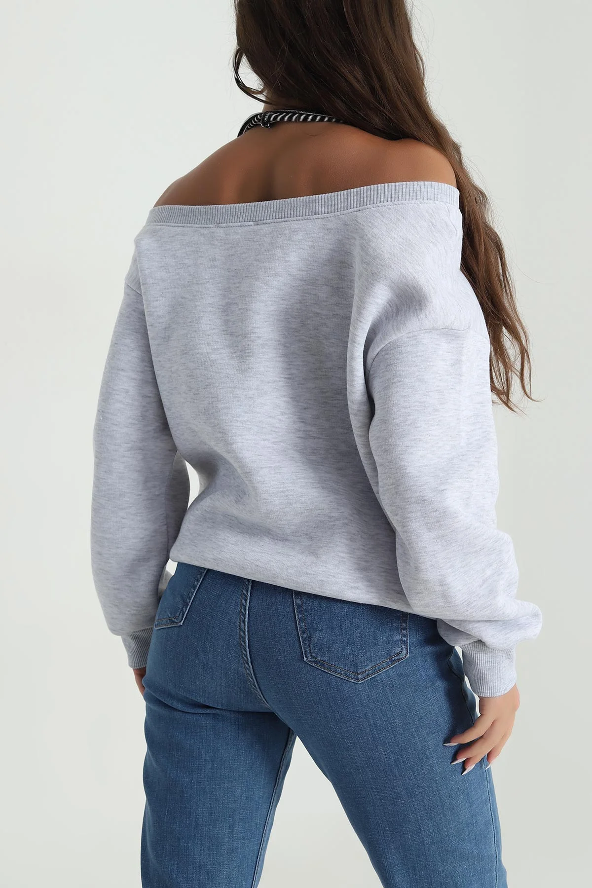 Gri İç Atletli Şardonlu Kadın Sweat 489137