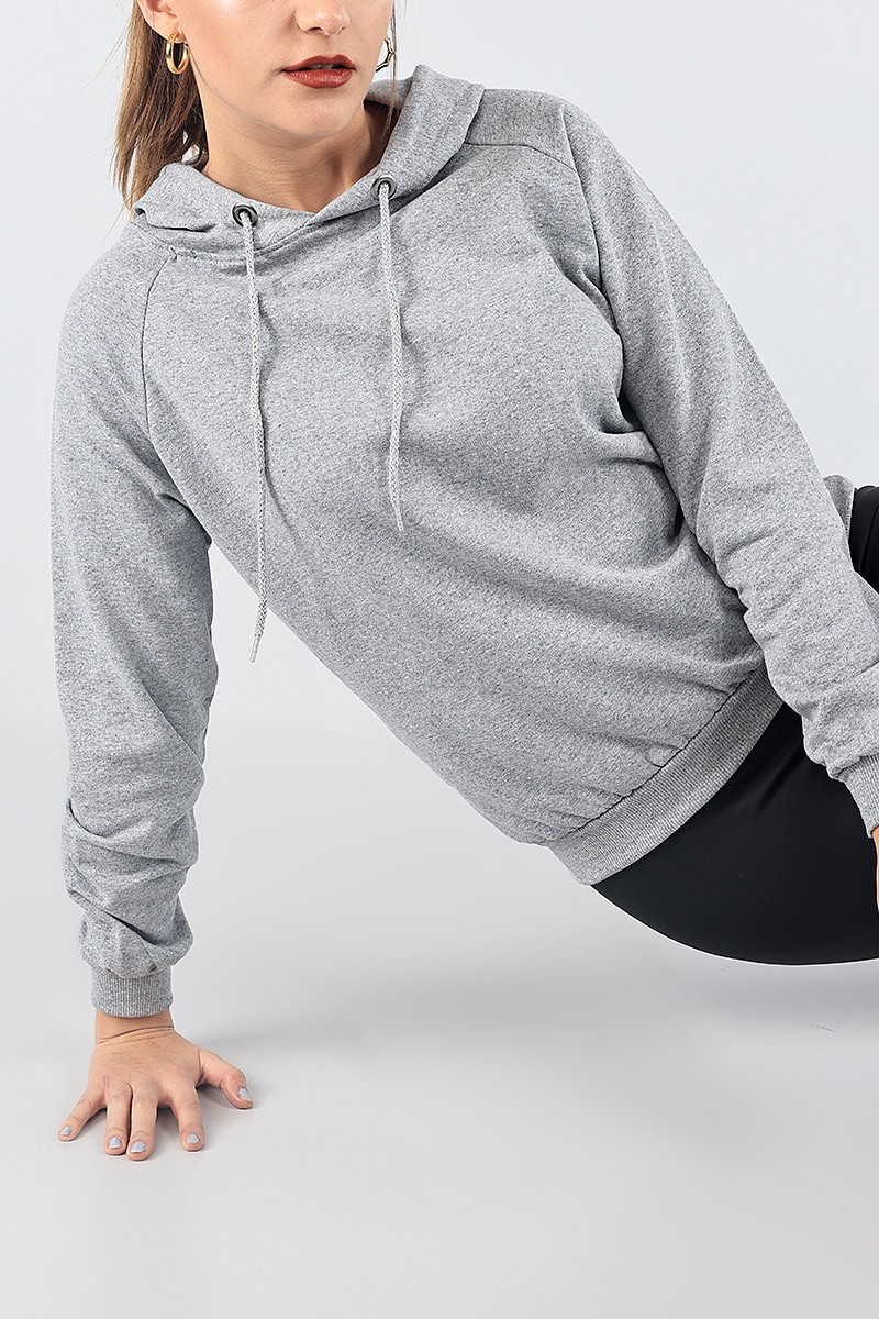 Gri İçi Şardonlu Kapüşonlu Bayan Sweat 87751