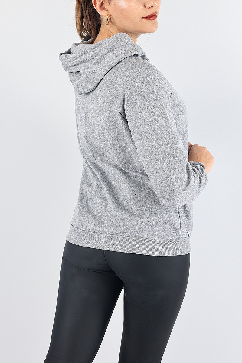 Gri İçi Şardonlu Kapüşonlu Bayan Sweat 87751