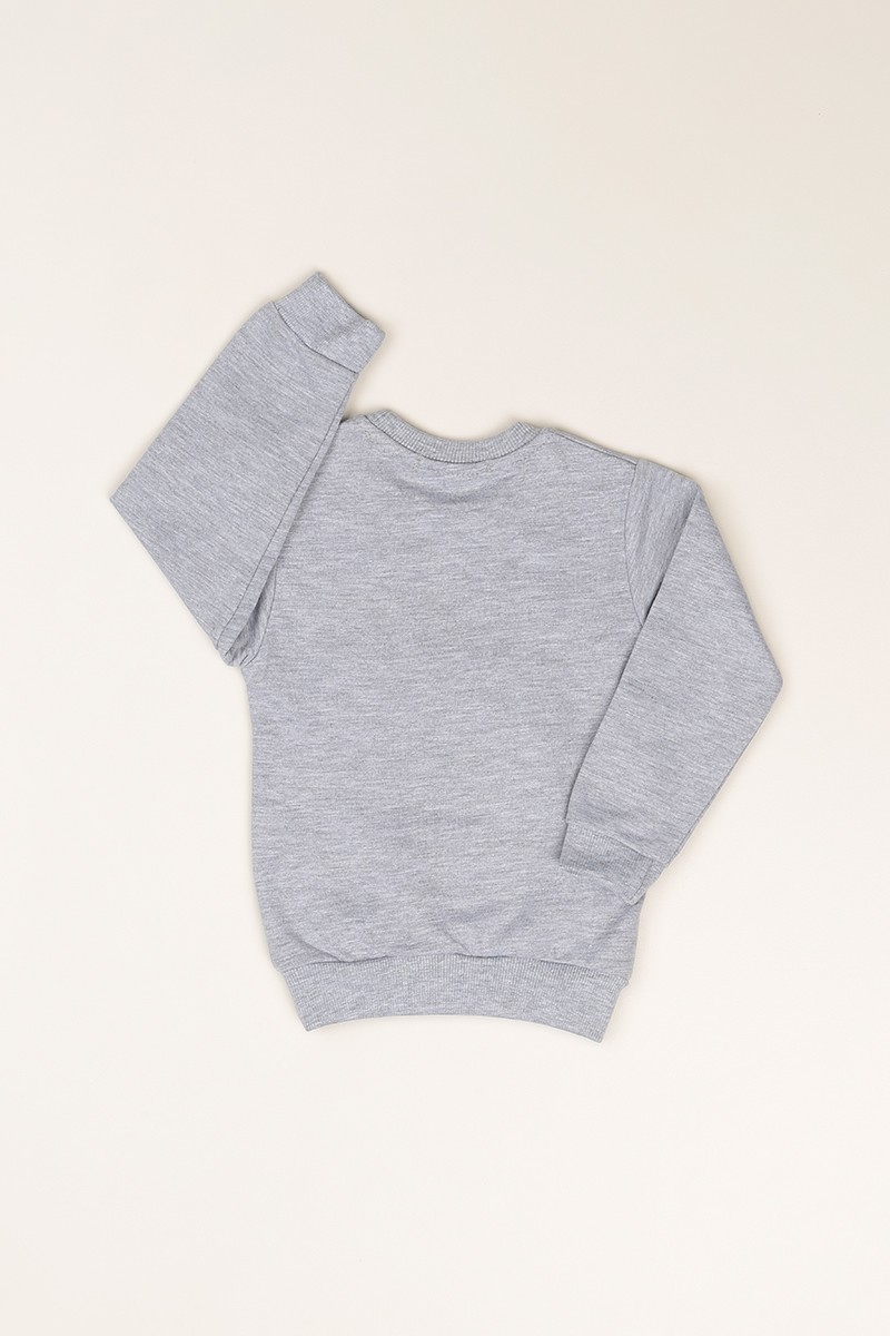 Gri İçi Şardonlu Long Baskılı Erkek Çocuk Sweat 81170