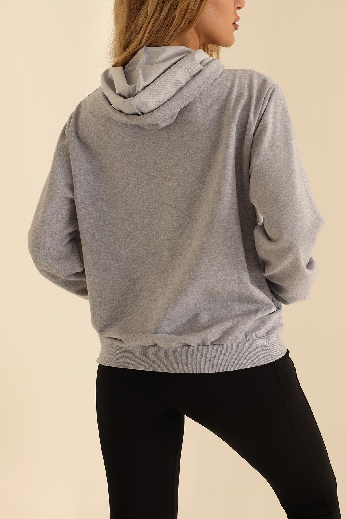 Gri İki İp Kapüşonlu Bayan Sweat 199566