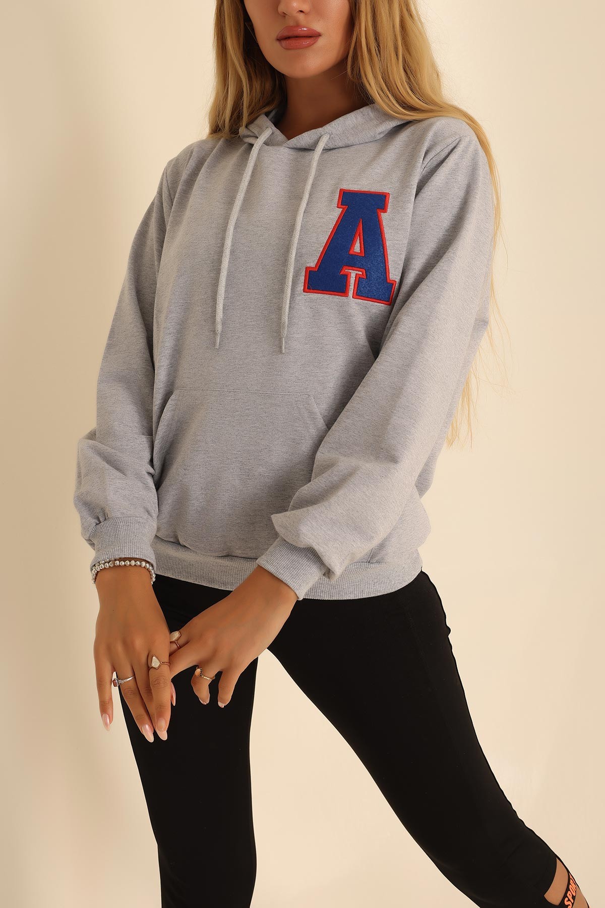 Gri İki İp Kapüşonlu Bayan Sweat 199566