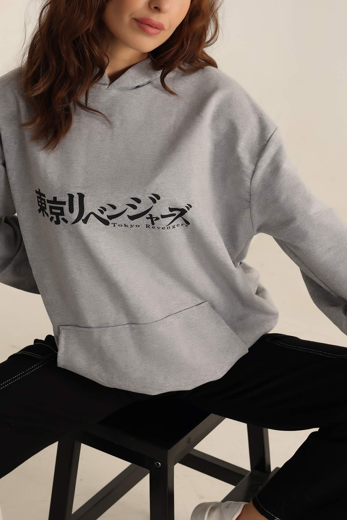 Gri İki İp Kapüşonlu Bayan Sweat 199592