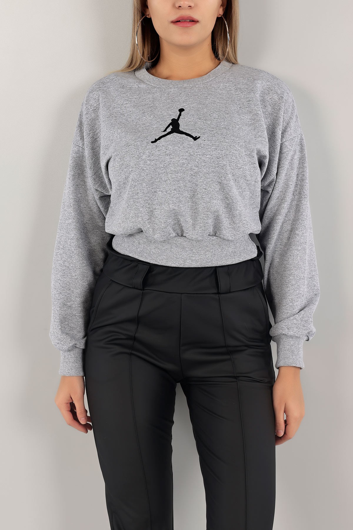 Gri İki İp Nakışlı Sweat 138831
