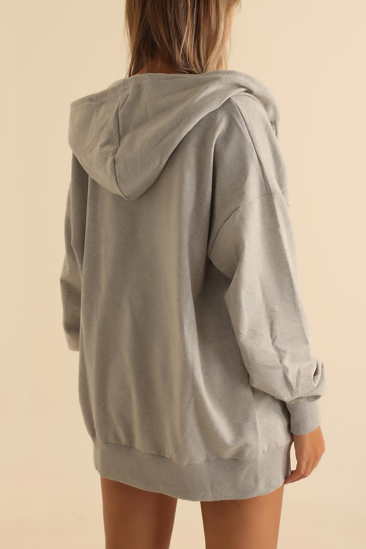 Gri İki İp Oversize Bayan Hırka 203206