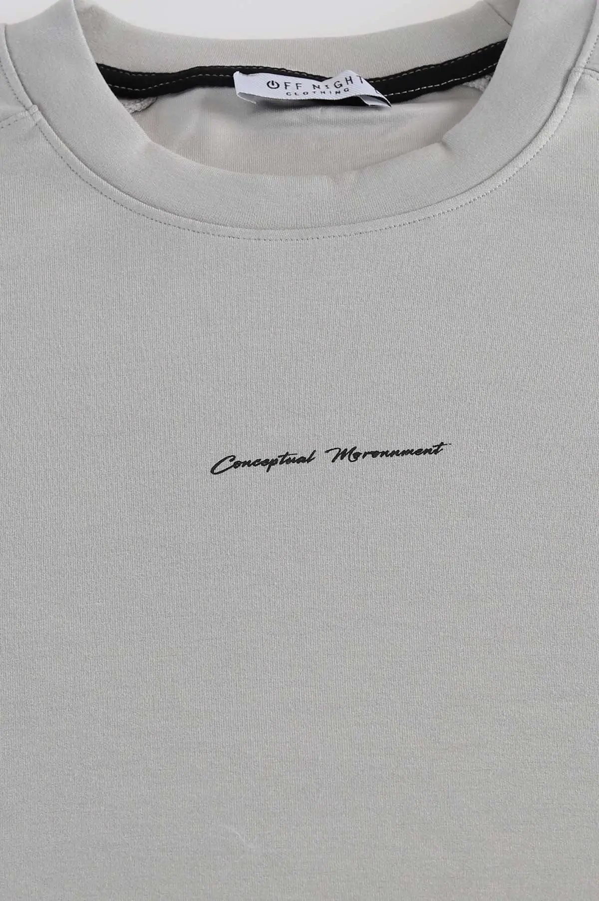 Gri Kabartma Yazılı Bisiklet Yaka Erkek Sweatshirt 396893