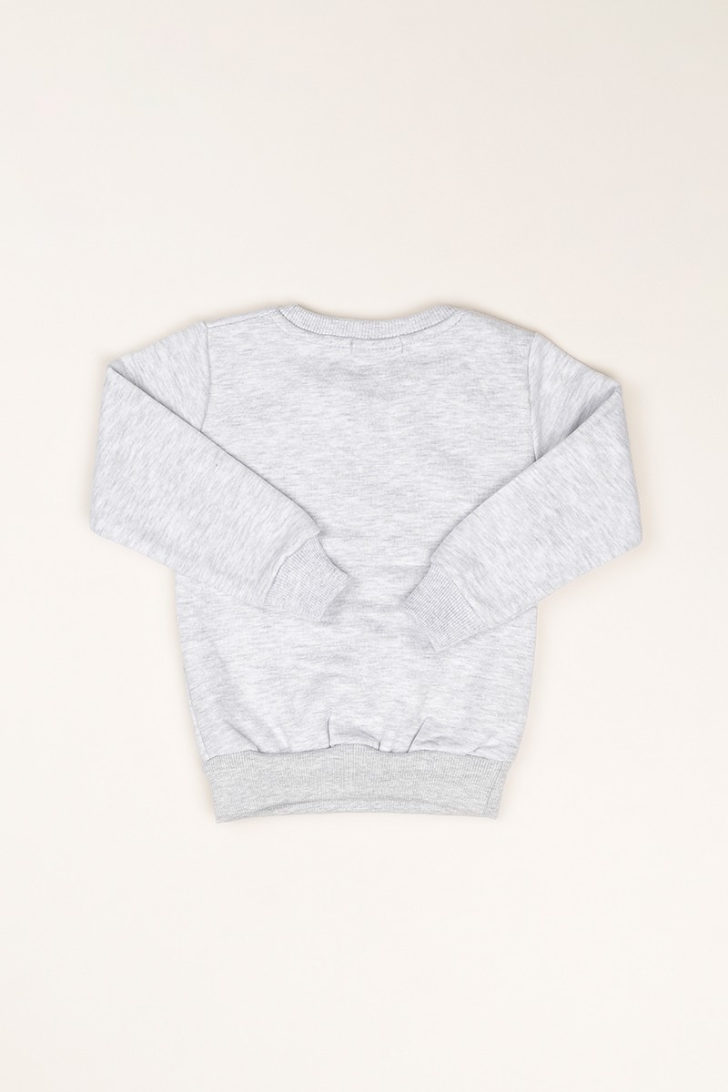 Gri Kalp Baskılı İçi Şardonlu Kız Çocuk Sweat 79670