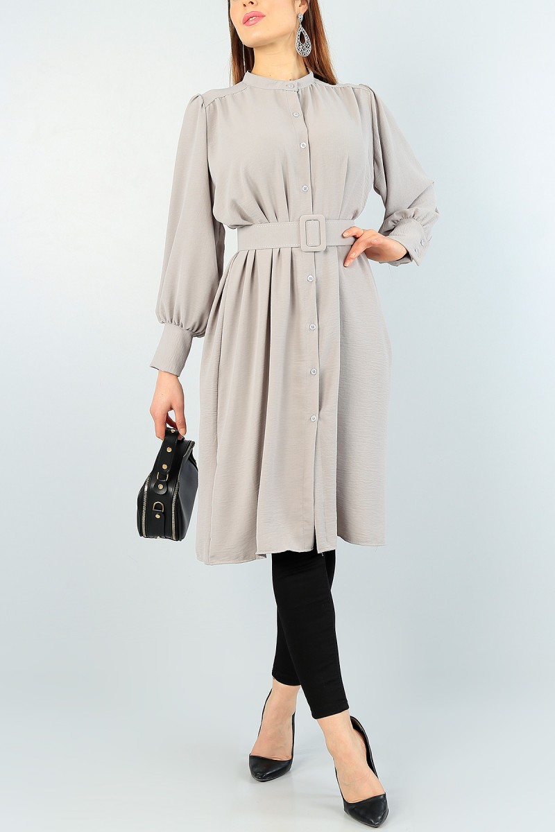 Gri Kemerli Aerobin Kumaş Tunik 60991