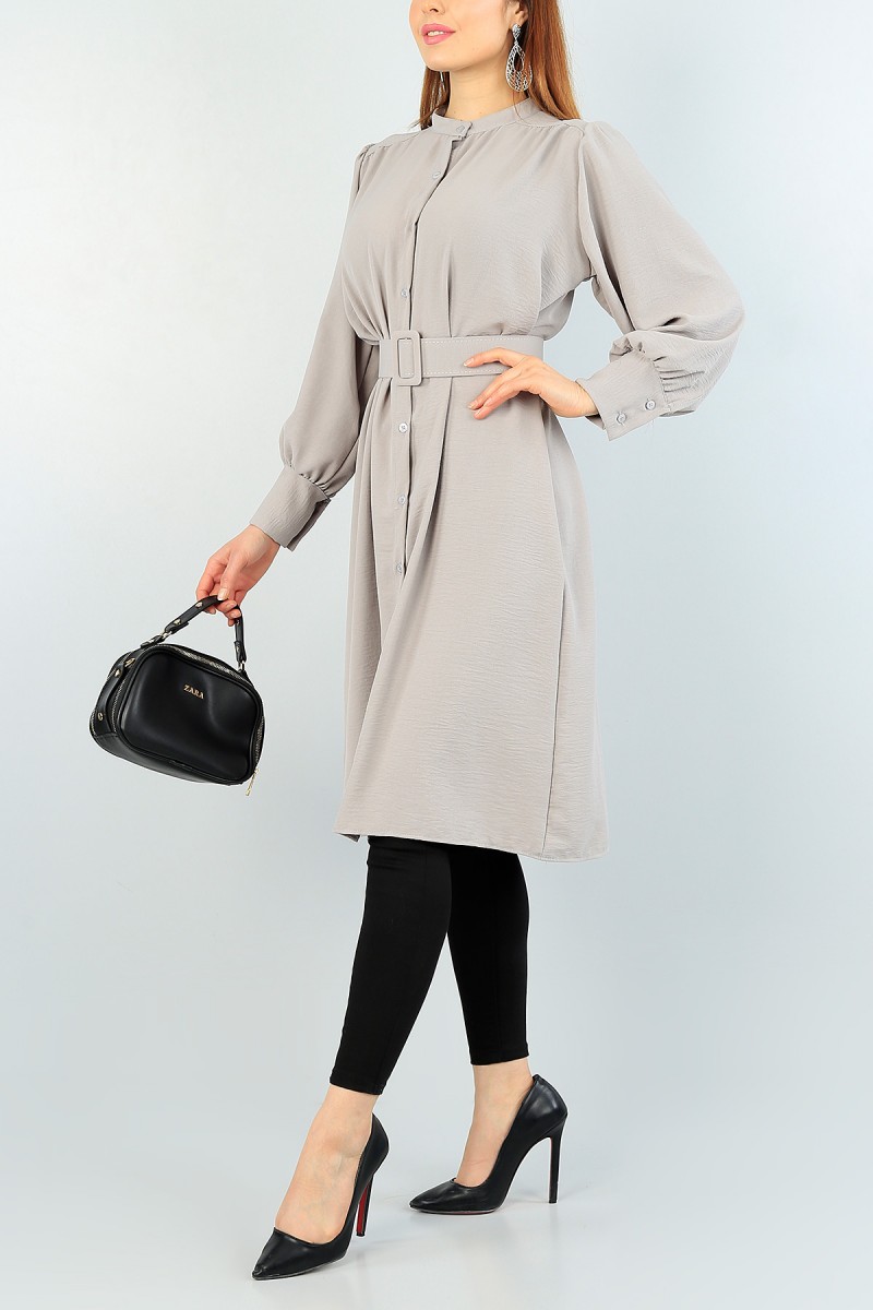 Gri Kemerli Aerobin Kumaş Tunik 60991