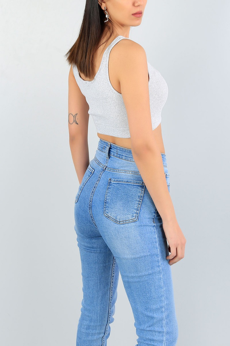 Gri Kolsuz Bayan Fitilli Atlet 58806