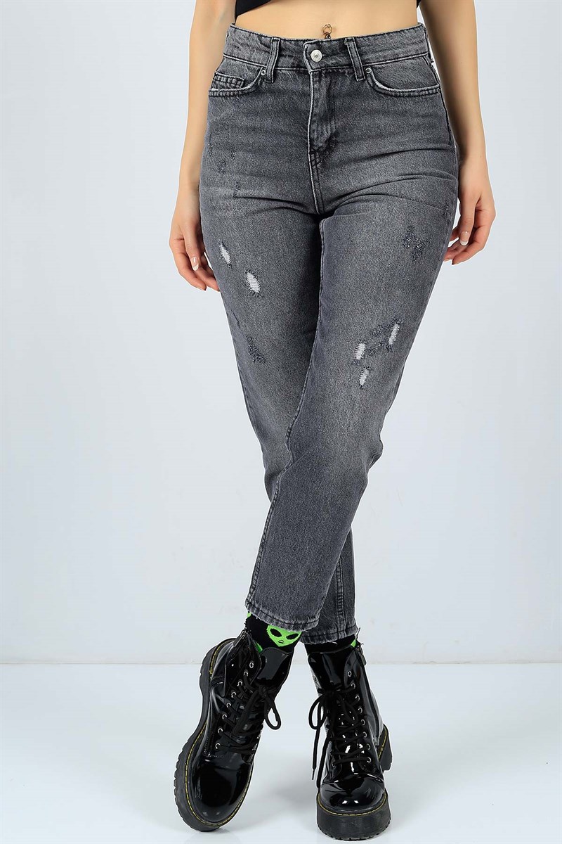 Gri Mom Bayan Kot Pantolon 22661B