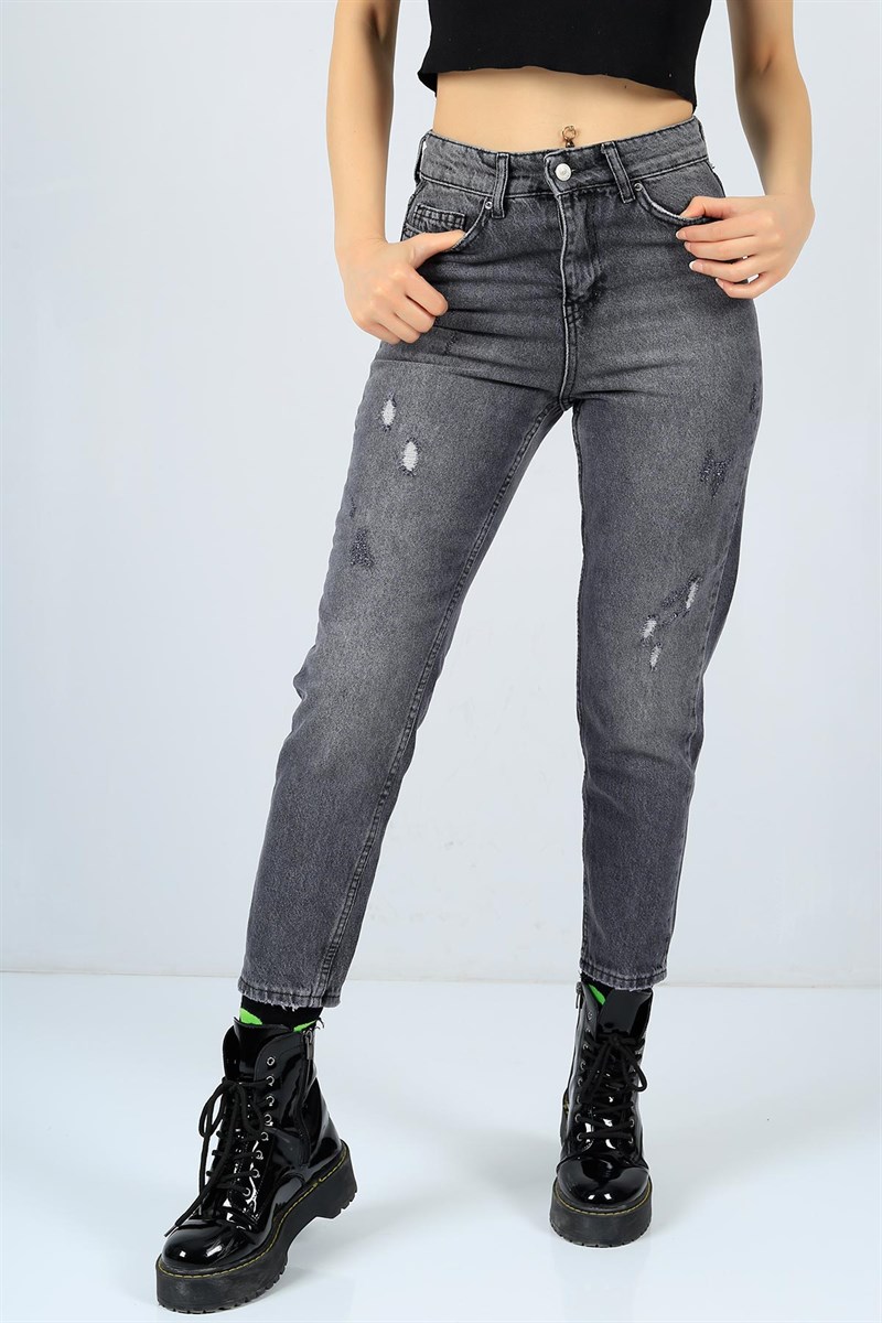 Gri Mom Bayan Kot Pantolon 22661B