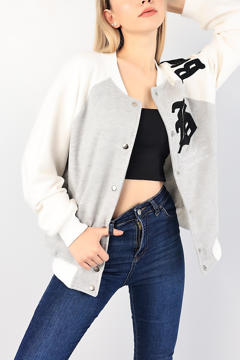 Gri Nakışlı Bayan Kolej Mont 86470