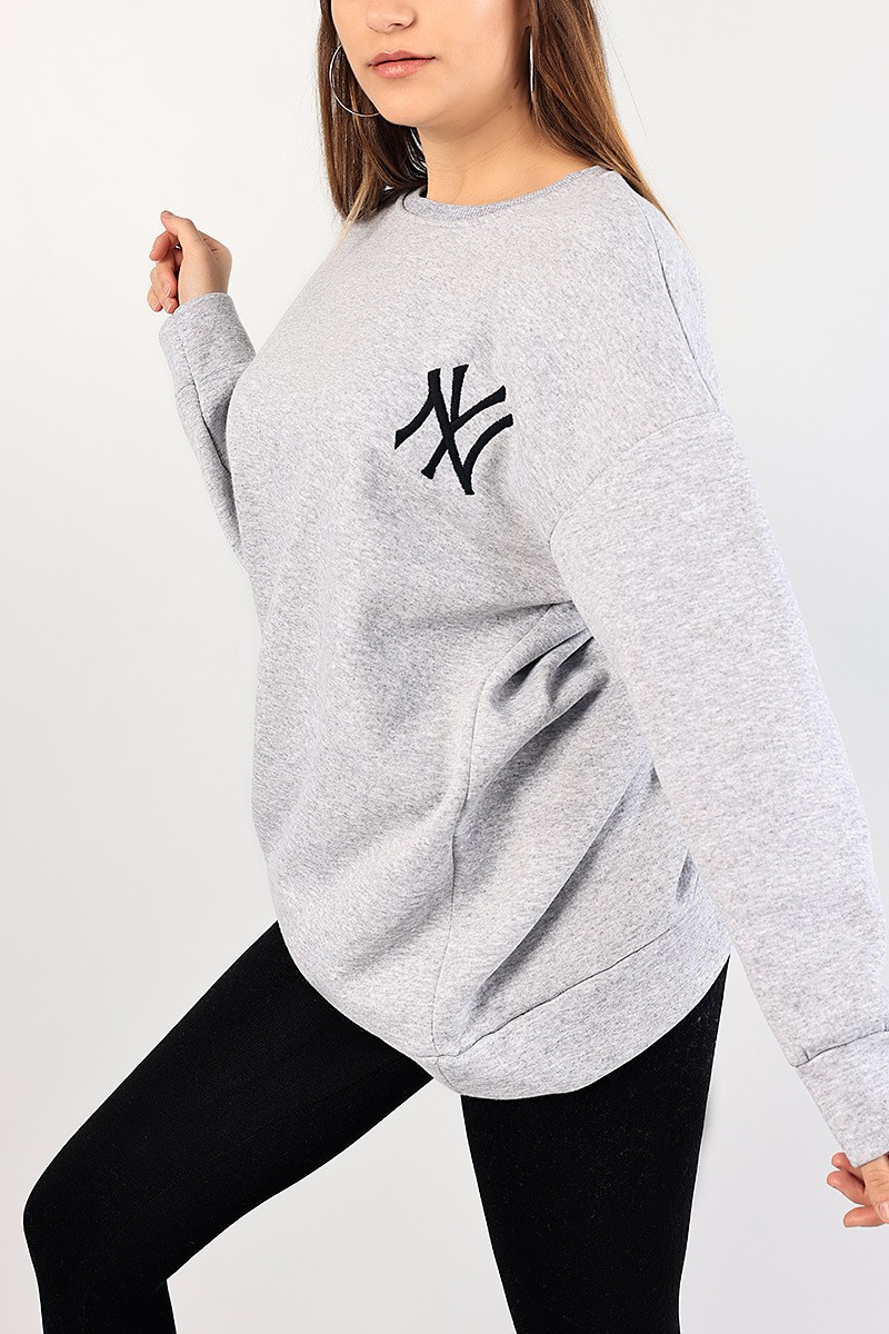 Gri Nakışlı Bayan Şardonlu Sweat 84999