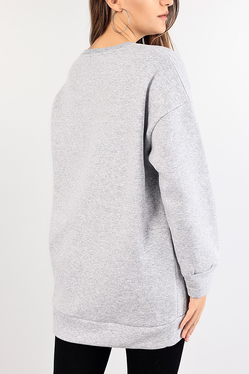 Gri Nakışlı Bayan Şardonlu Sweat 84999