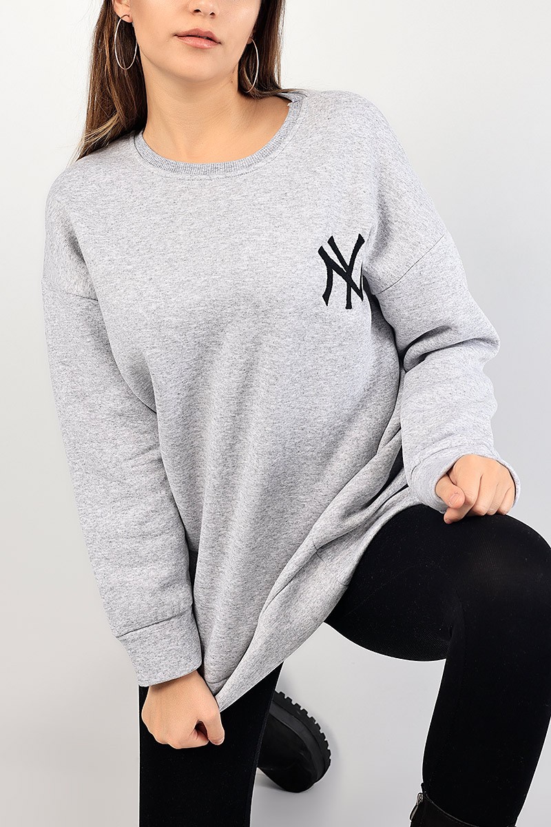 Gri Nakışlı Bayan Şardonlu Sweat 84999
