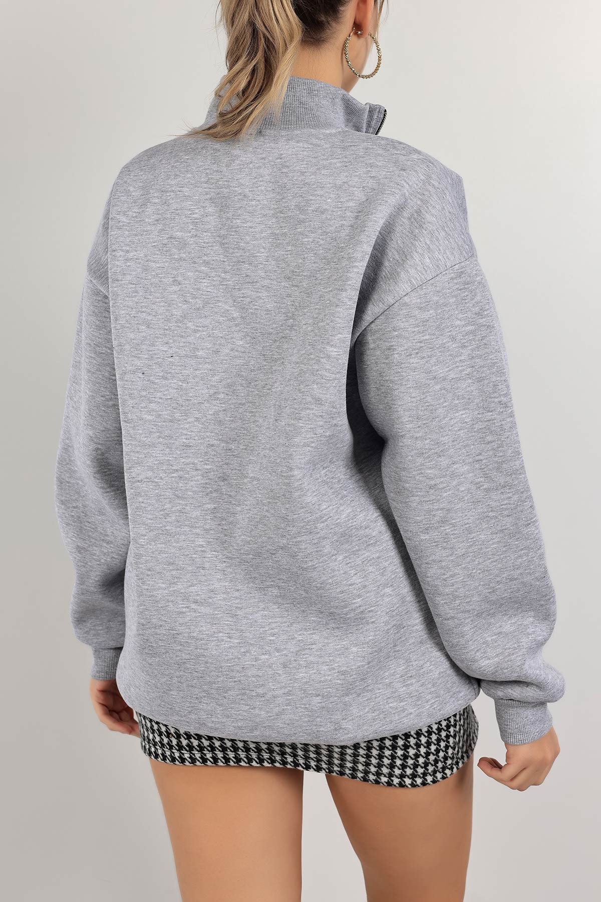 Gri Nakışlı Salaş Sweat 142973