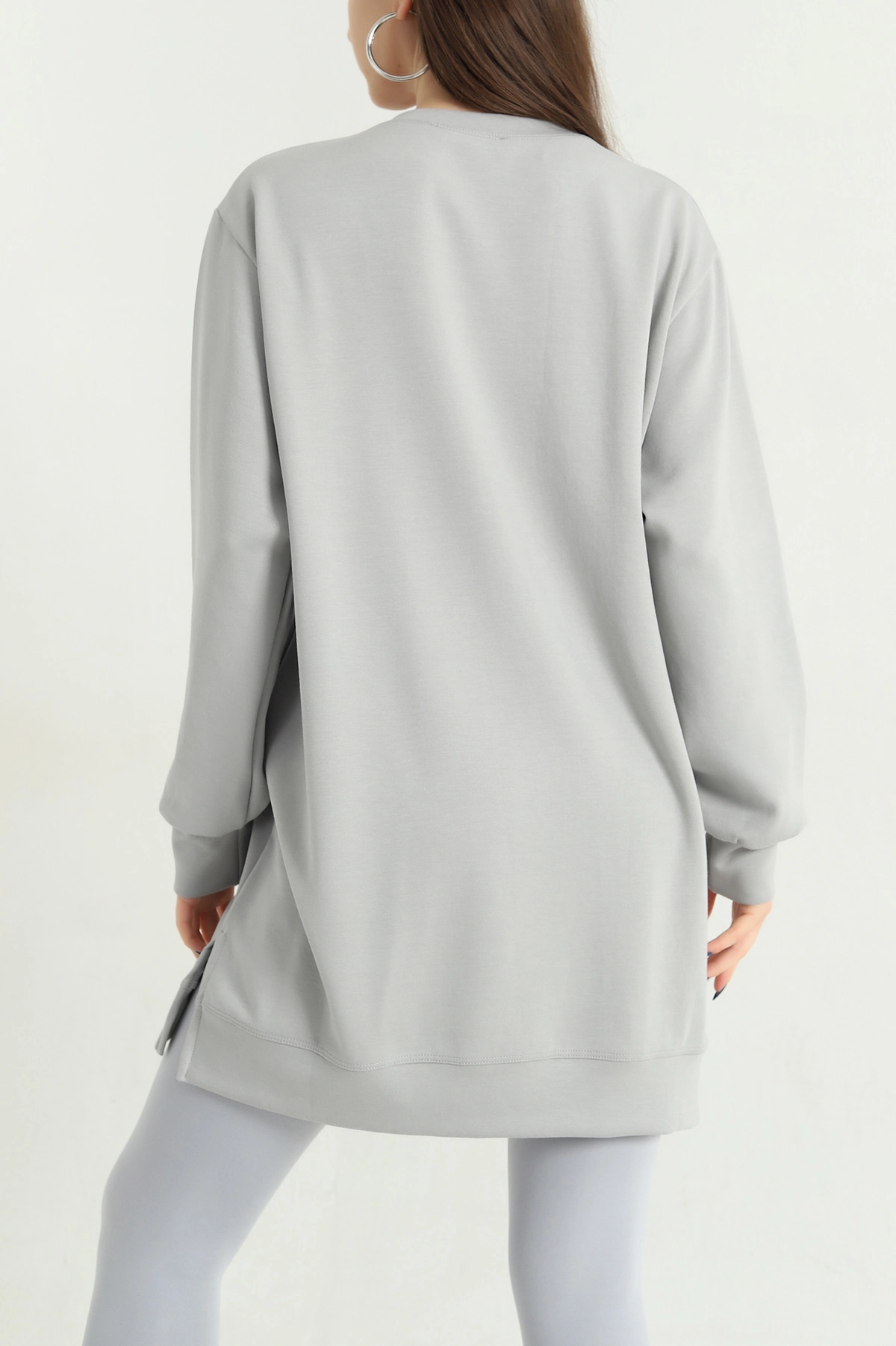 Gri Nakışlı Taş Detaylı Oysho Kumaş Tunik 337863