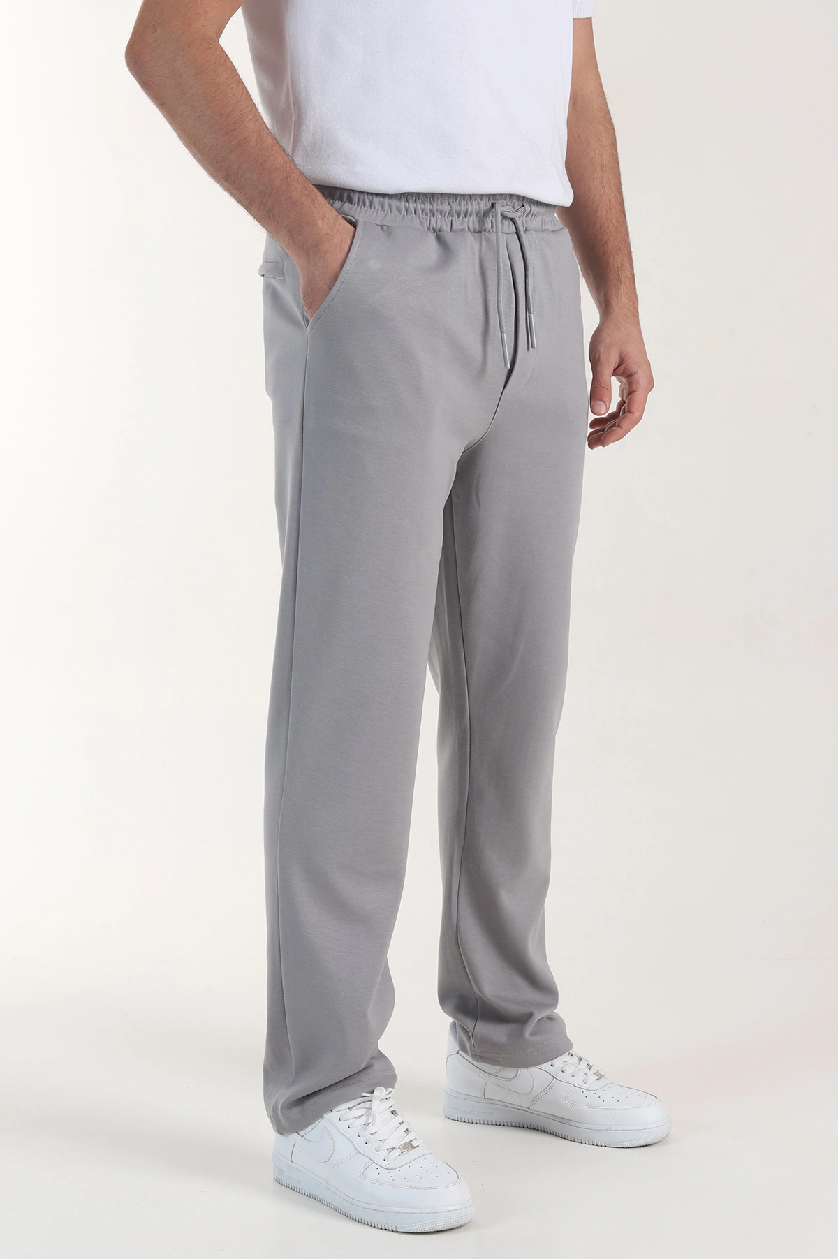 Gri Osyho Kumaş Şardonlu Baggy Erkek Pantolon 407674