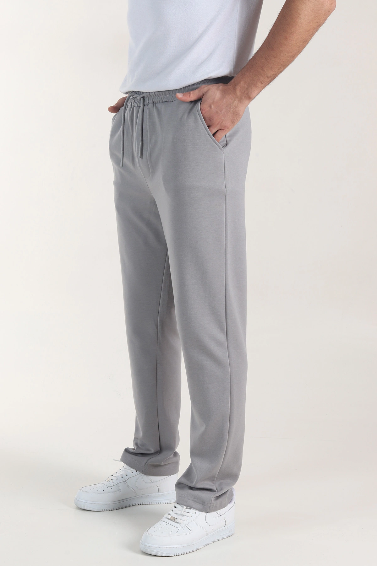 Gri Osyho Kumaş Şardonlu Baggy Erkek Pantolon 407674