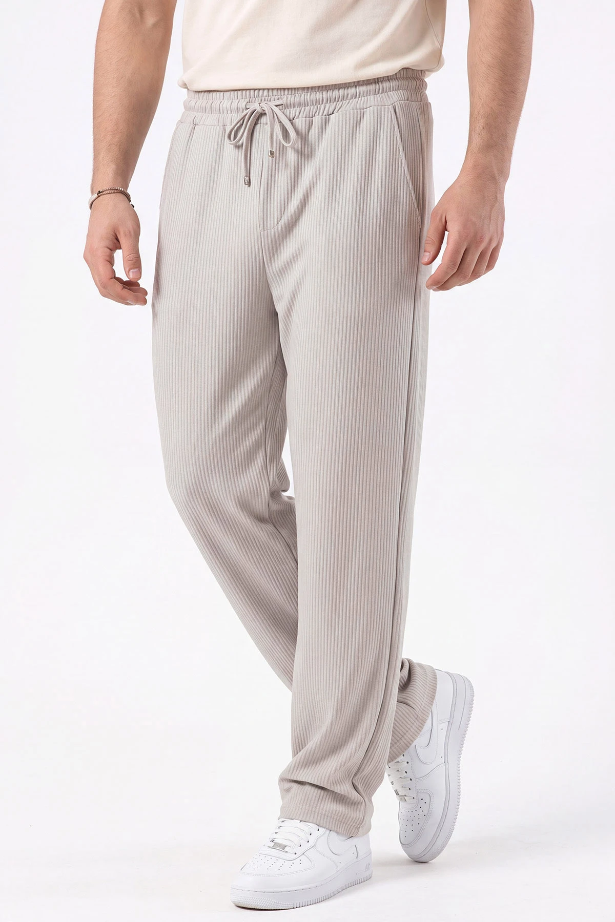 Gri Ottoman Kumaş Baggy Beli Lastikli Erkek Pantolon 472218