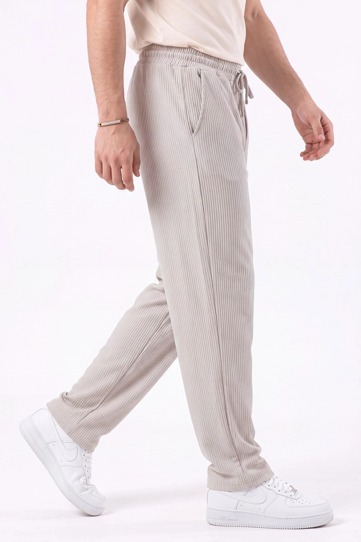 Gri Ottoman Kumaş Baggy Beli Lastikli Erkek Pantolon 472218