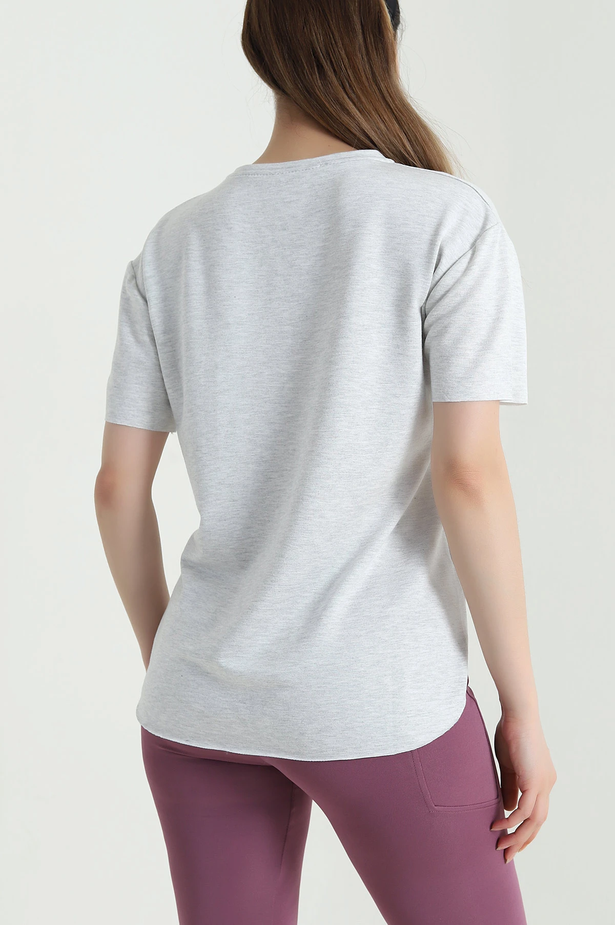 Gri Oval Kesim Modal Kadın Tişört 469769