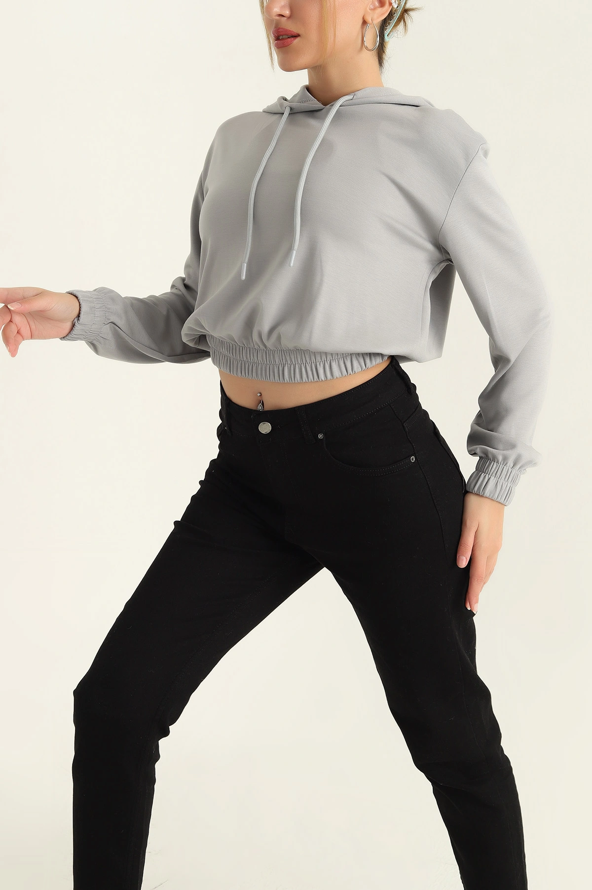 Gri Oysho Kapüşonlu Bayan Sweat 310926