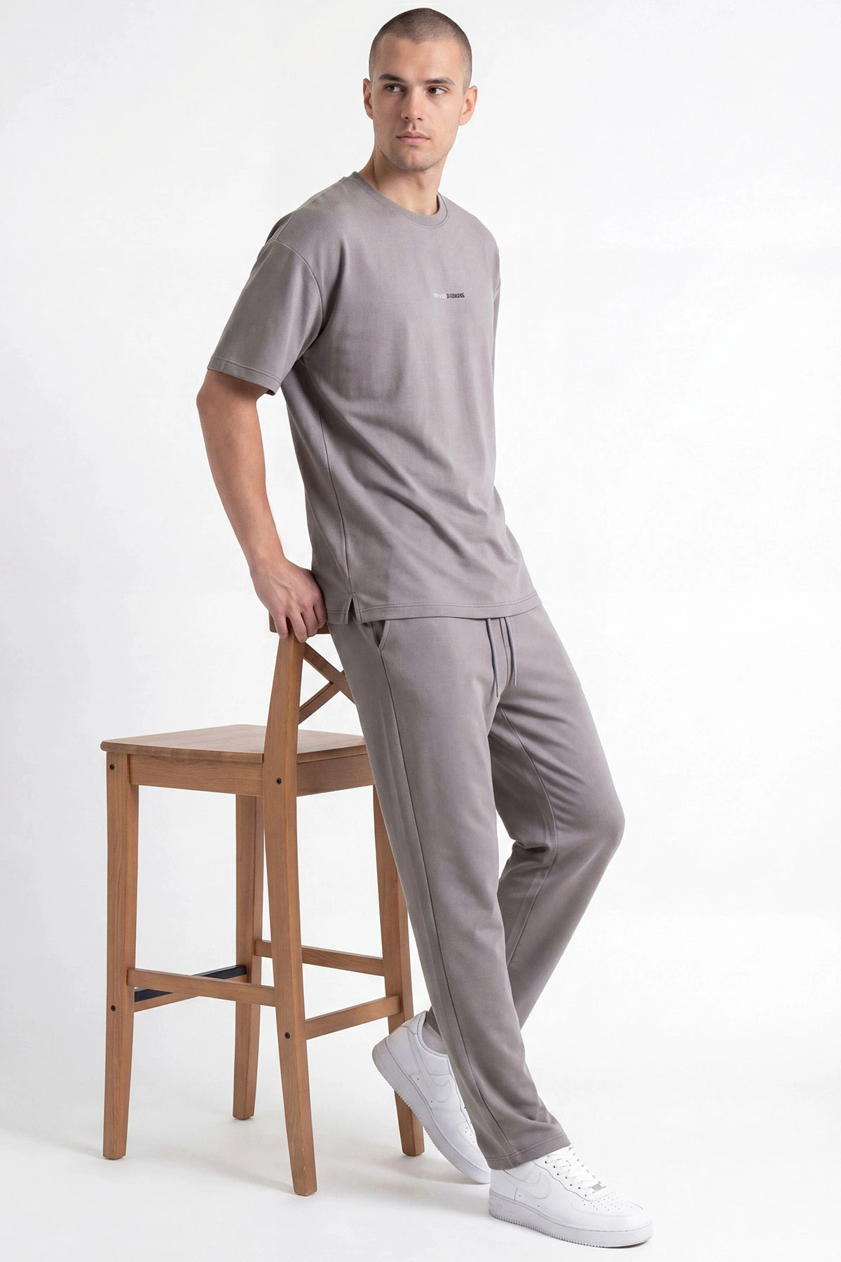 Gri Oysho Kumaş Oversize Bisiklet Yaka Erkek İkili Takım 445192