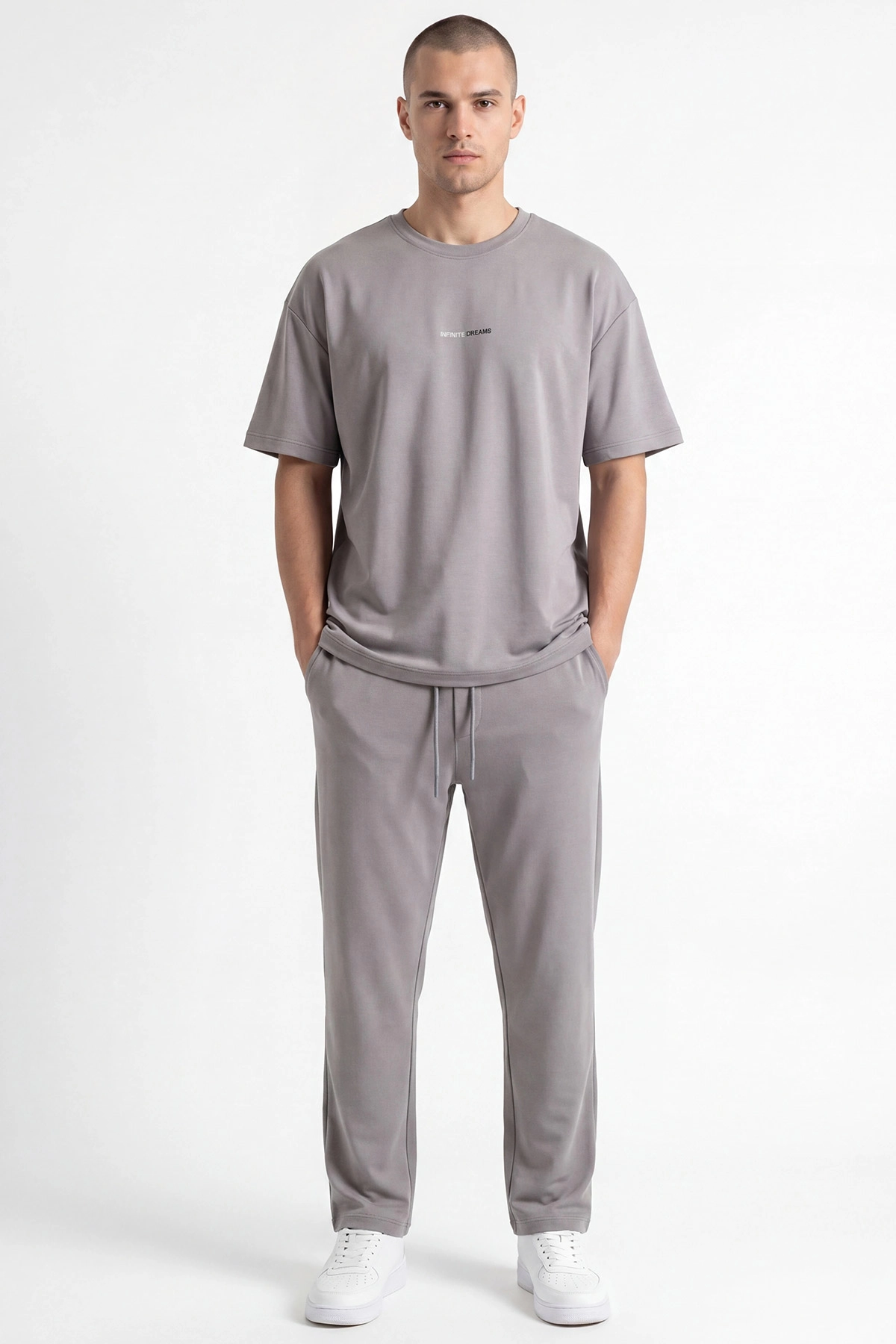 Gri Oysho Kumaş Oversize Bisiklet Yaka Erkek İkili Takım 445192
