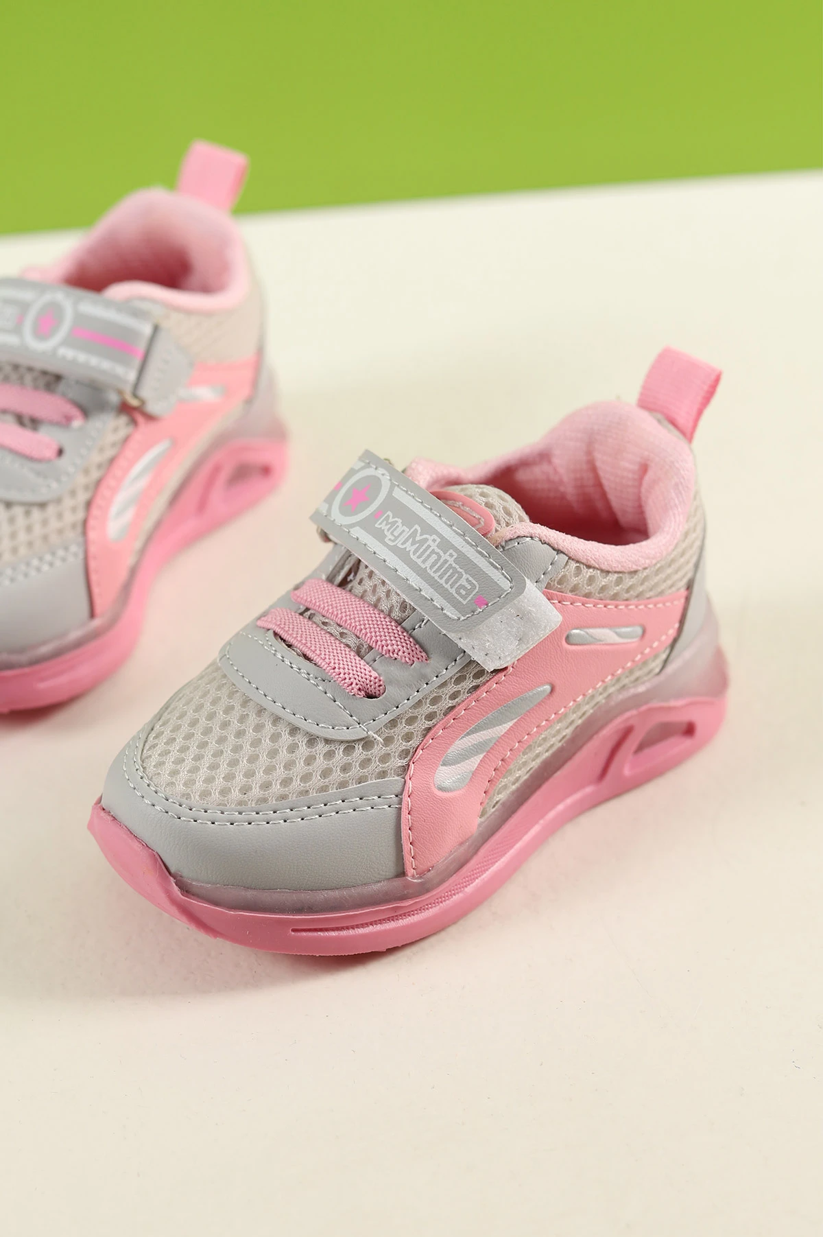 Gri Pembe (21-25 Bebe) Yıldız Baskılı Işıklı Bebe Spor Ayakkabı 257181