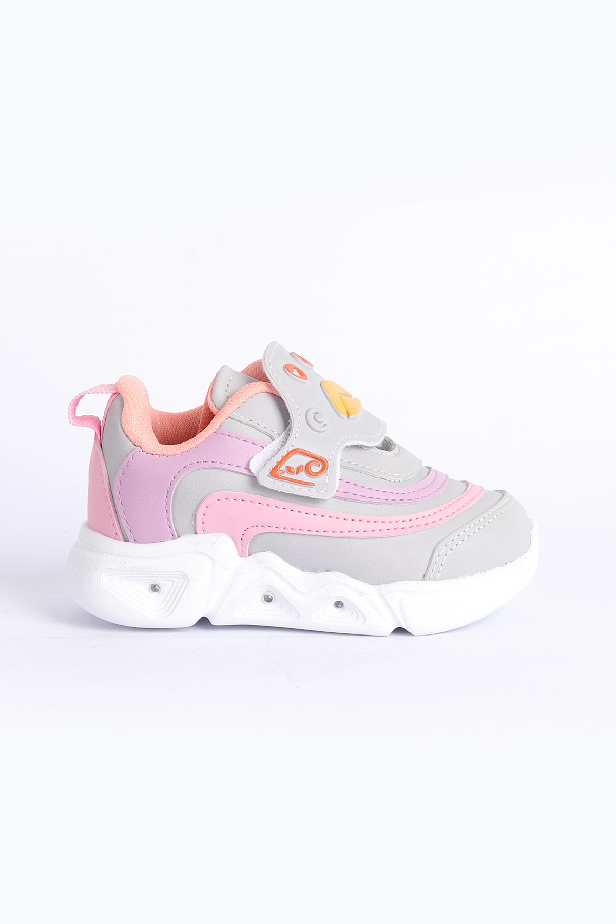 Gri Pembe (22-25 Bebe) IşIklı Şeritli Kalın Taban Bebek Spor Ayakkabı 304470
