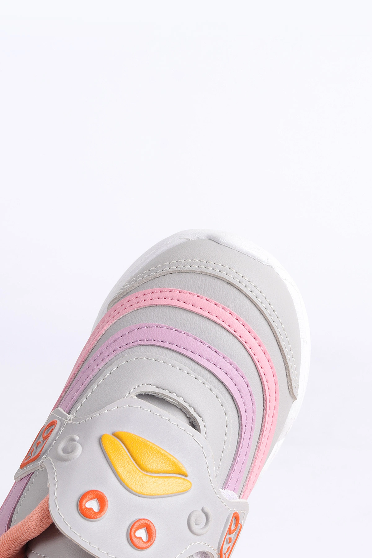 Gri Pembe (22-25 Bebe) IşIklı Şeritli Kalın Taban Bebek Spor Ayakkabı 304470