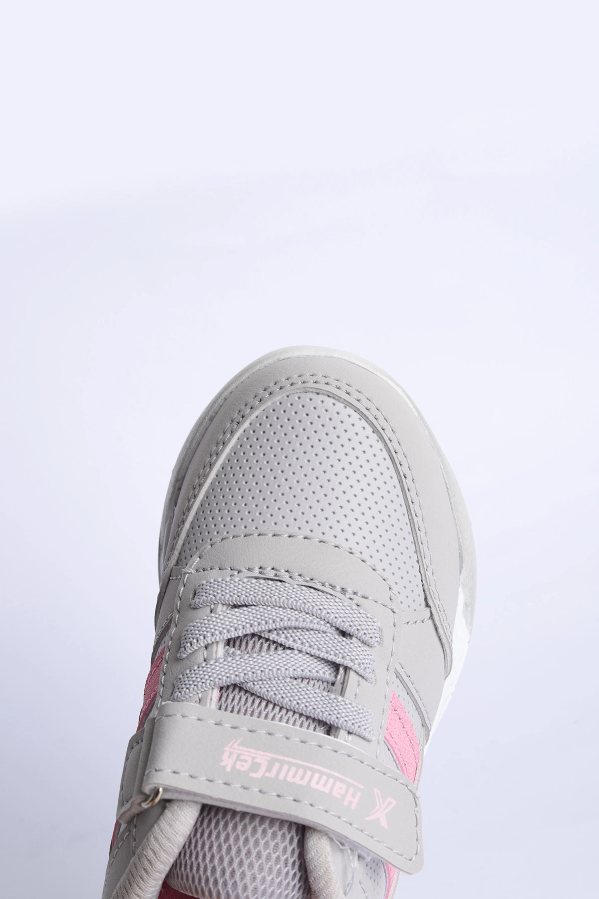 Gri Pembe  (31-35 Filet) Yan  Şeritli Cırtlı Kalın Taban Kız Çocuk Spor Ayakkabı 309105