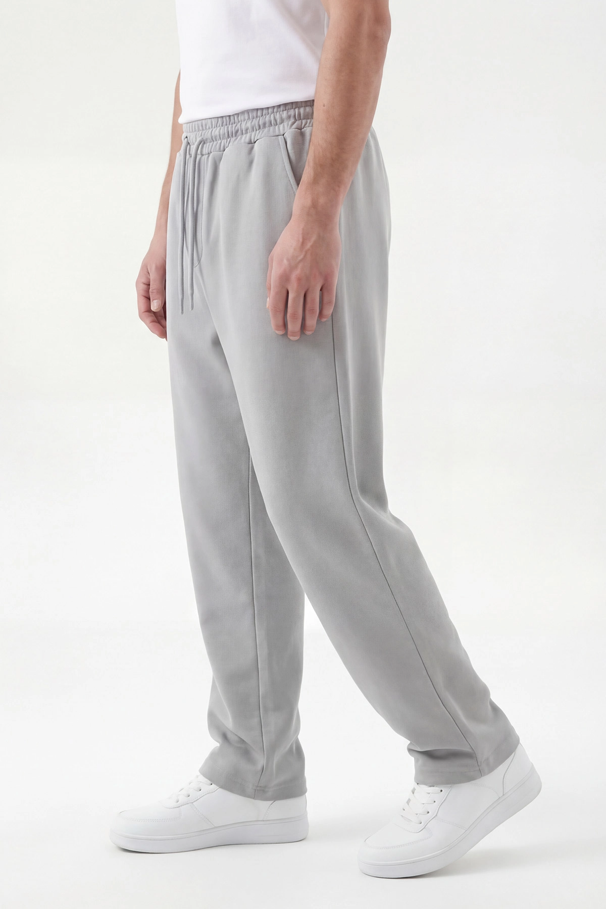 Gri Pike Kumaş Baggy Belden Bağlamalı Erkek Pantolon 442079
