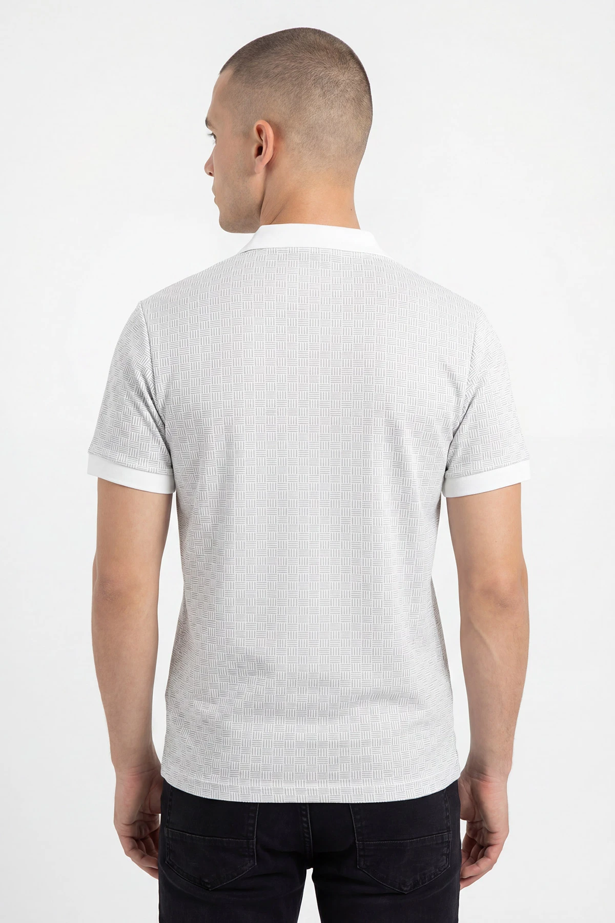 Gri Polo Yaka Çizgili Erkek Tişört 454087