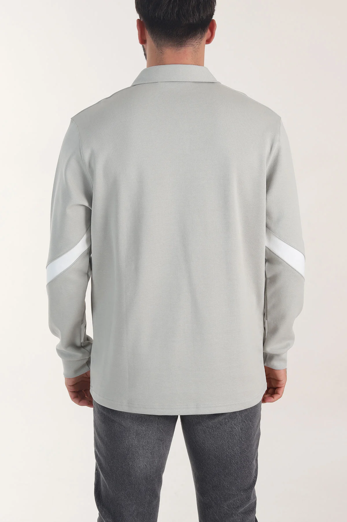 Gri Polo Yaka Erkek Sweatshirt 406884