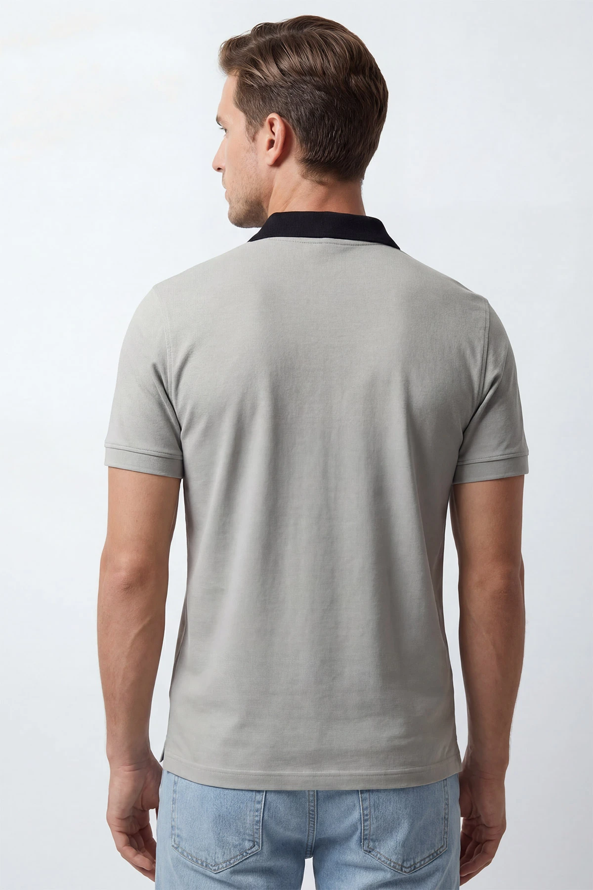 Gri Polo Yaka Erkek Tişört 435555