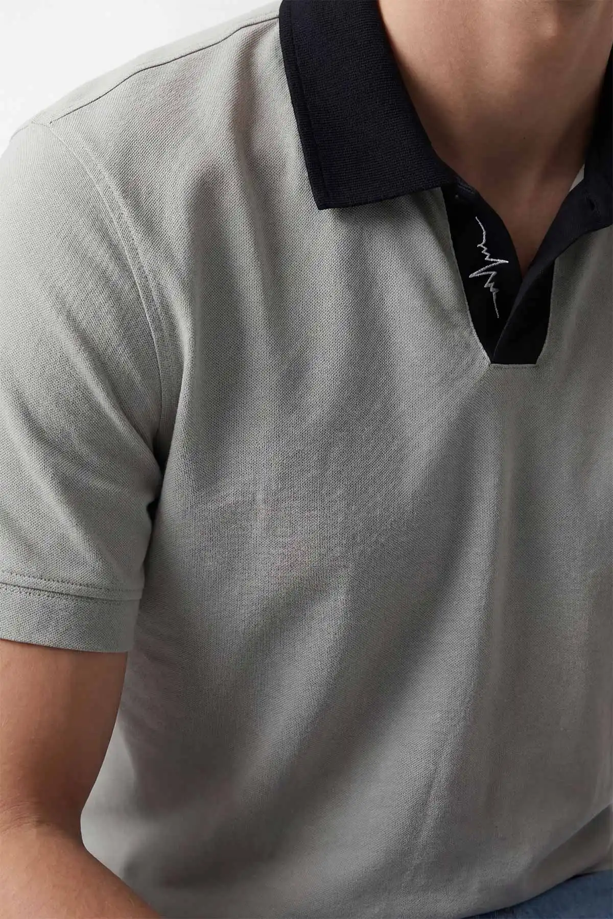 Gri Polo Yaka Erkek Tişört 435580