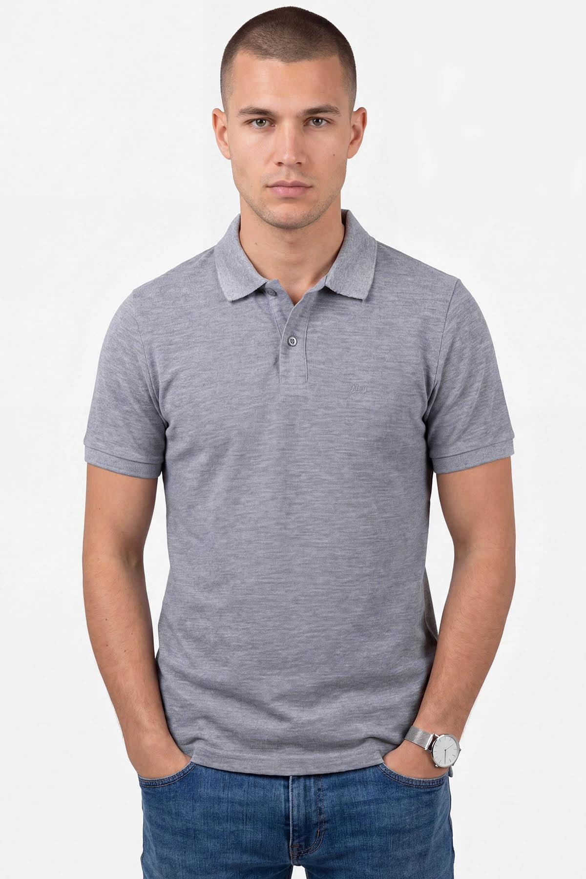 Gri Polo Yaka Erkek Tişört 458863