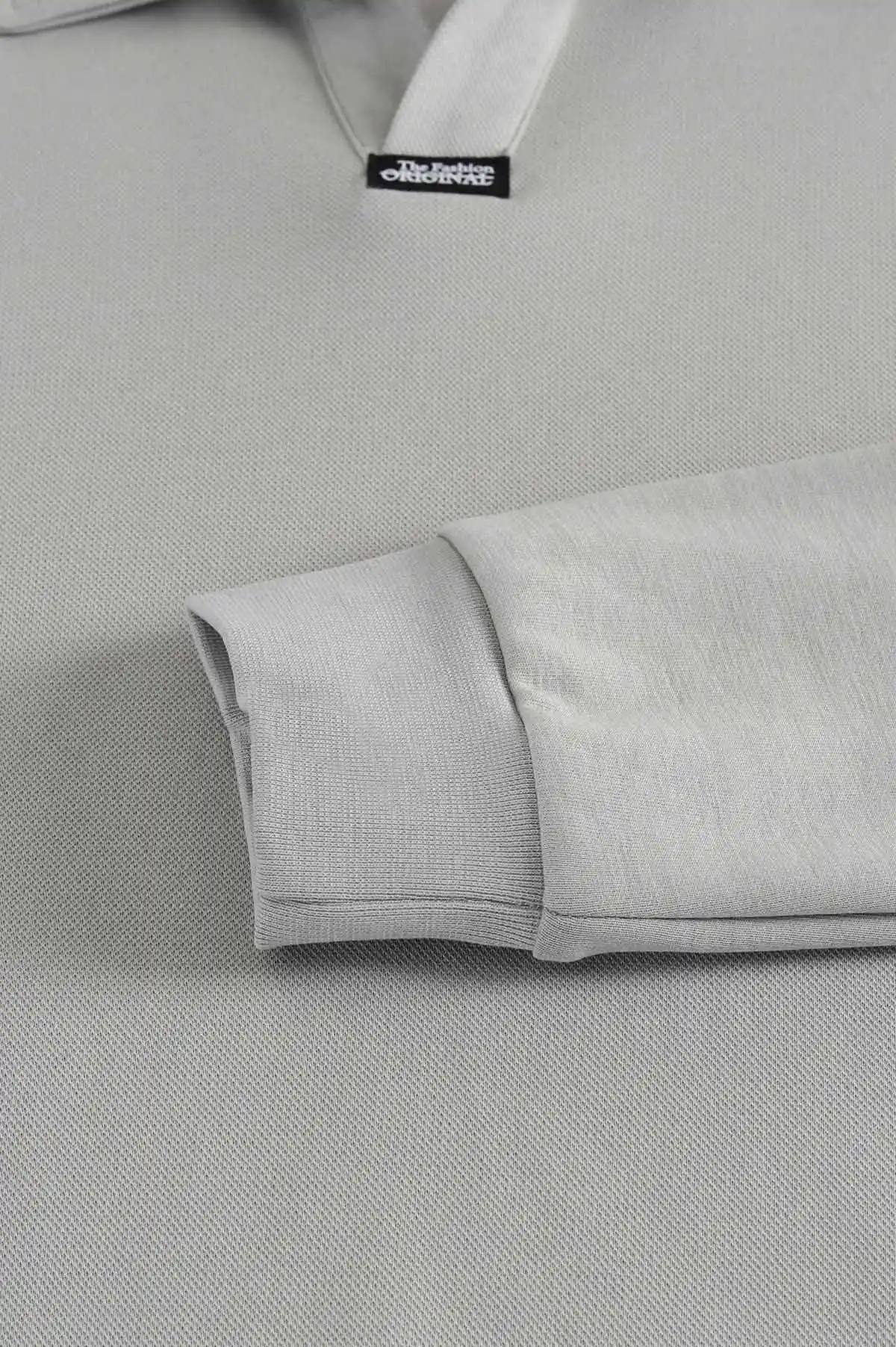 Gri Polo Yaka Uzun Kollu Erkek Sweatshirt 397139