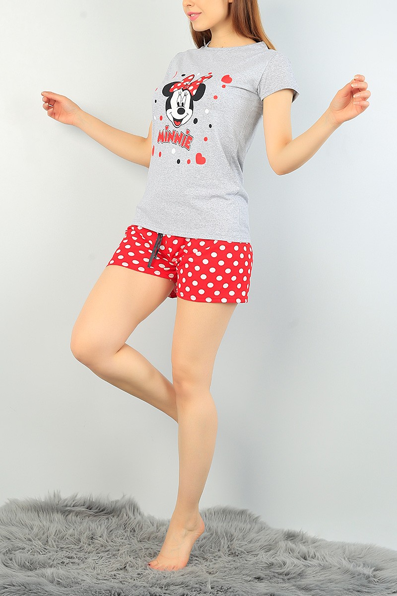 Gri Puantiye Desen Bayan Pijama Takımı 68294