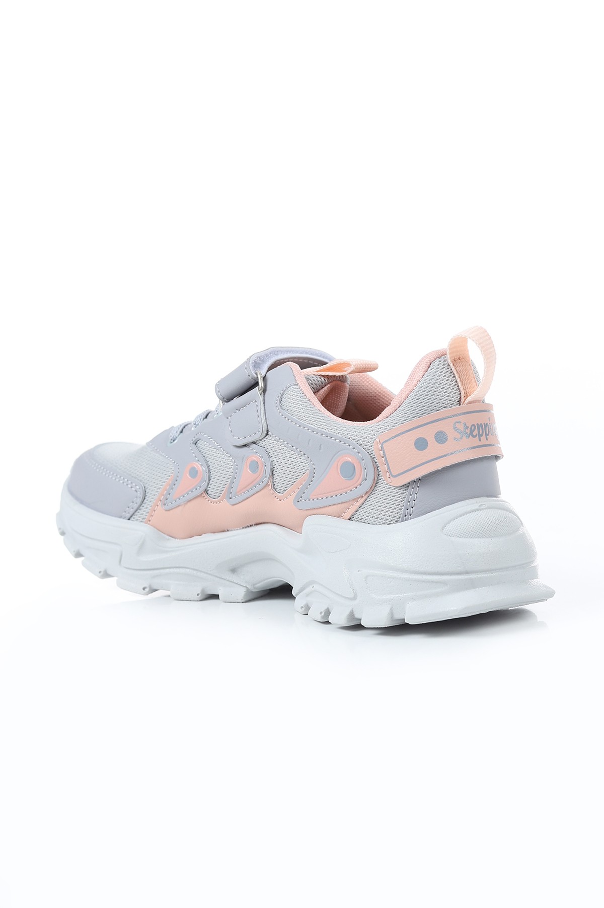 Gri Pudra (31-35 Filet) Parça Geçmeli Lastikli Cırtlı Kız Çocuk Spor Ayakkabı 168829